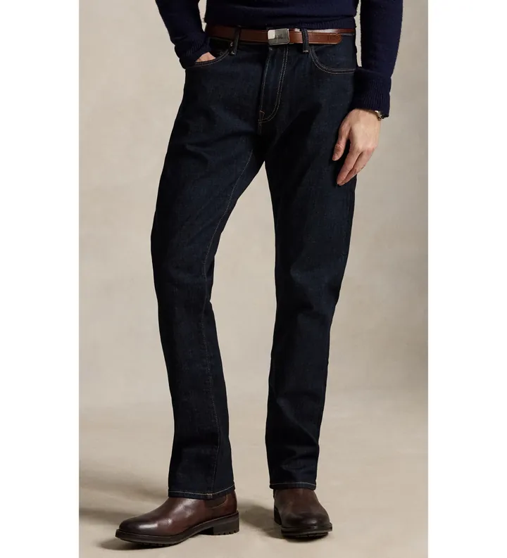 Polo Ralph Lauren para hombre. 710982495001 Jeans Hampton elásticos Straight Fit marino (29/34), Casual, Algodón, Denim