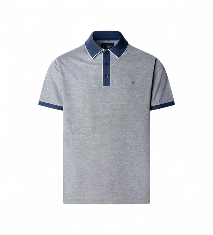 Hackett London para hombre. HM5600221 Polo Two Tone gris, azul (L), Casual, Algodón, Clásico, Manga corta