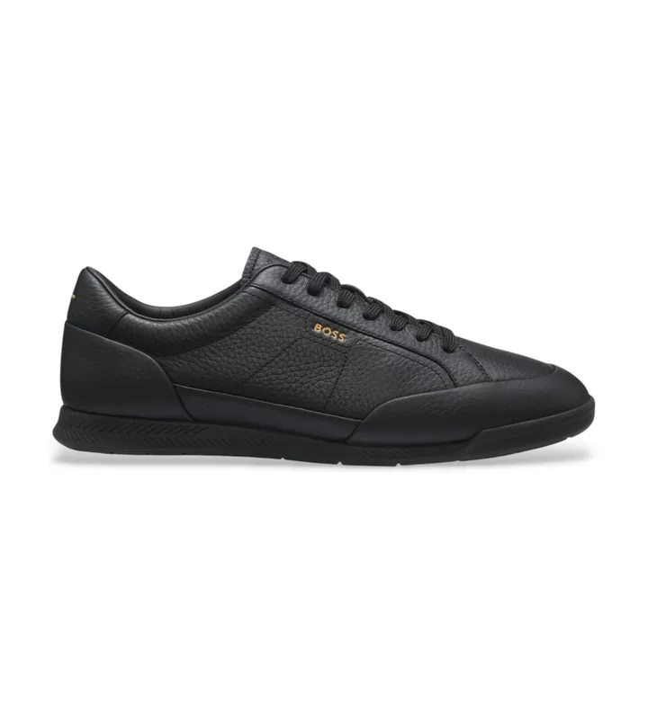 BOSS para hombre. 50574126 Zapatillas de piel Nitan Low negro (40), Plano, Cordones, Casual