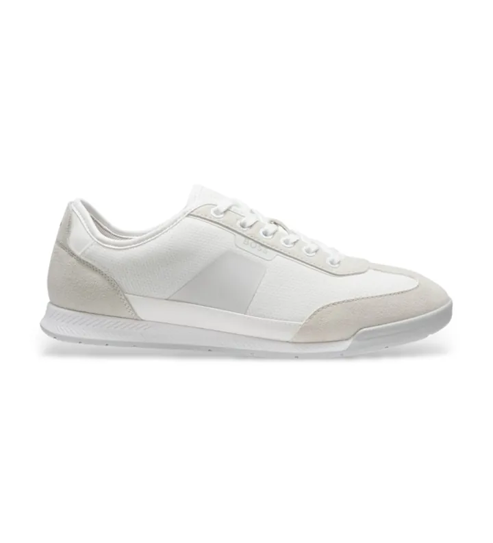 BOSS para hombre. 50563824 Zapatillas con suela estriada blanco (46), Plano, Cordones, Casual