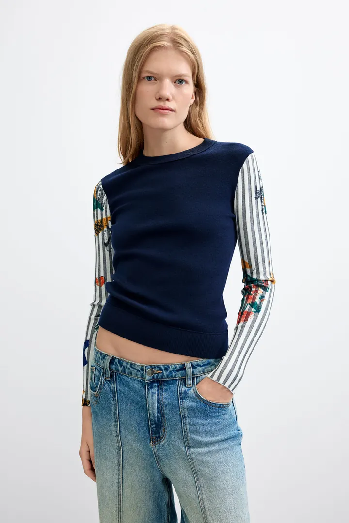 Desigual, Jersey Estampado Floral, Mujer, Azul, L