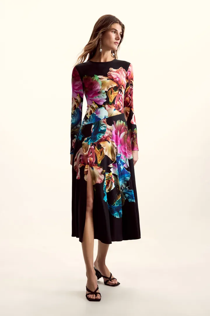Desigual, Vestido manga larga M. C. Lacroix, Mujer, Viscosa, Negro, L