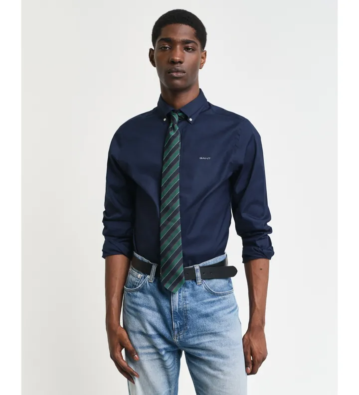 Gant para hombre. 3000302 Camisa Oxford Pinpoint Slim Fit marino (4XL), Casual, Algodón, Clásico, Manga larga