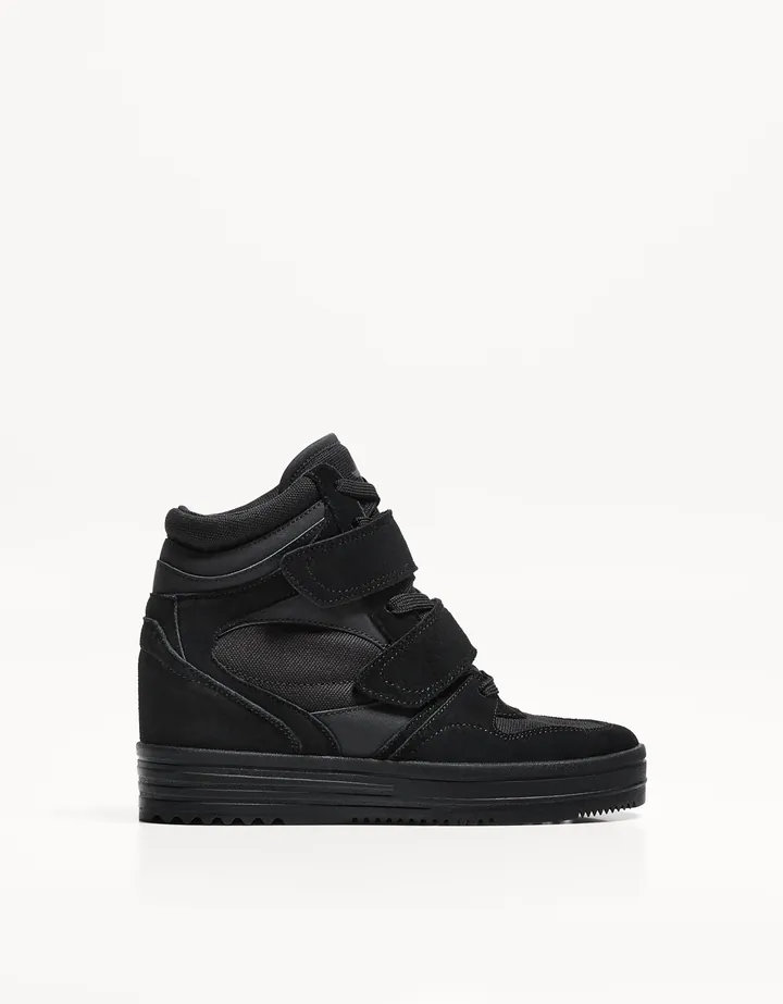 Bershka Zapatillas Abotinadas Cuña Interior Mujer 35 Negro