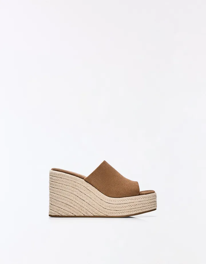 Bershka Cuña Yute Mujer 35 Tostado