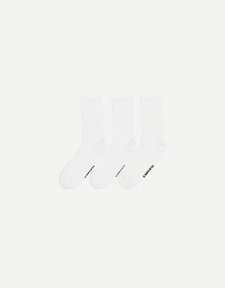 Bershka Pack 3 Calcetines Sport Hombre L Blanco