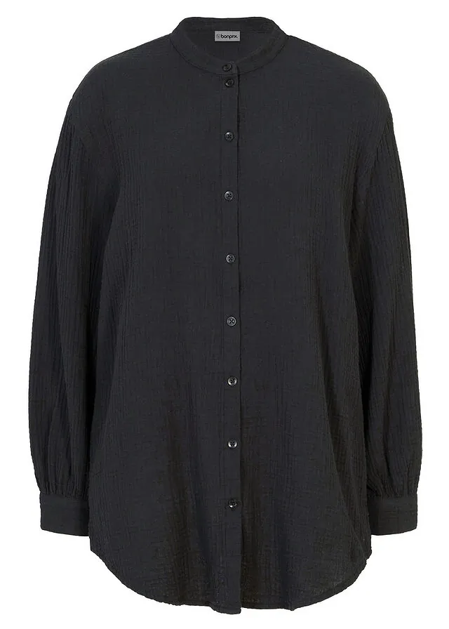 Blusa larga de muselina de algodón puro