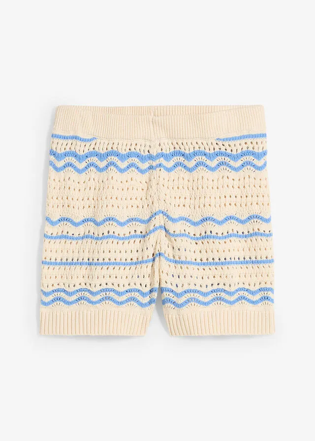 Pantalón corto de punto en mezcla vaporosa de algodón y lino