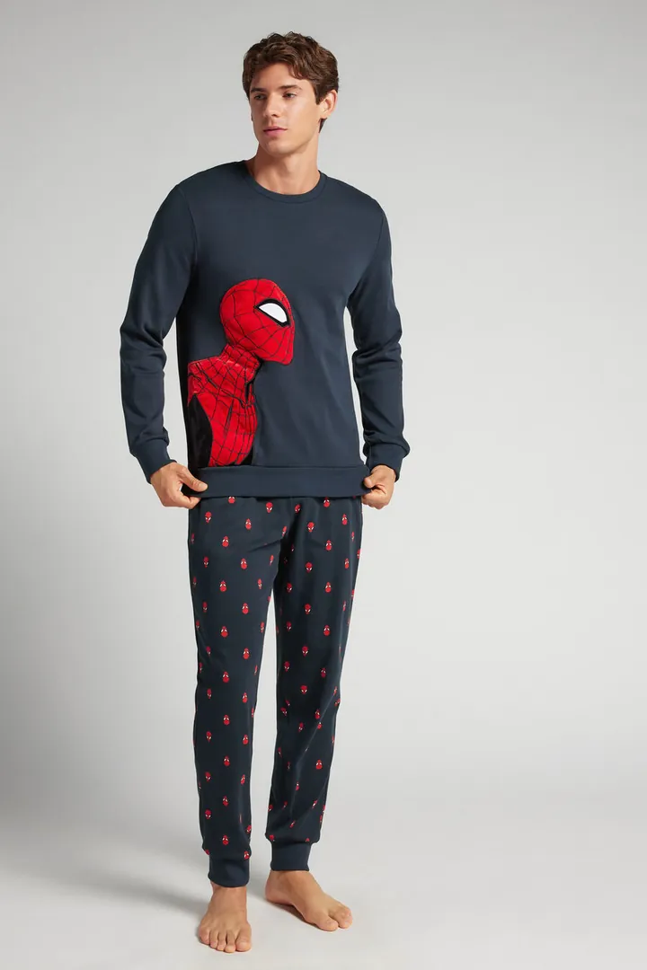 Intimissimi Pijama Largo Marvel Spider-Man de Algodón Hombre Azul Tamaño L
