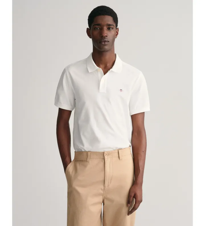 Gant para hombre. 2210 Polo Piqué Regular Fit Shield blanco (3XL), Casual, Algodón, Clásico, Manga corta