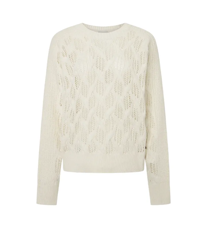Pepe Jeans para mujer. PL702201 Jersey Hedra blanco (L), Casual, Algodón, Sostenible