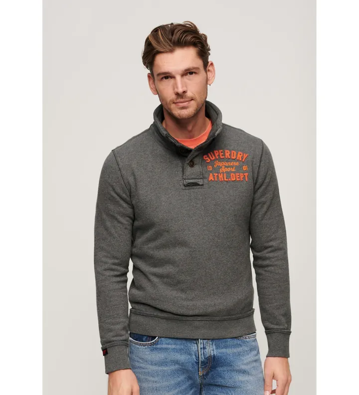 Superdry para hombre. M2014114A Sudadera Vintage Athletic Henley gris (M), Casual, Algodón
