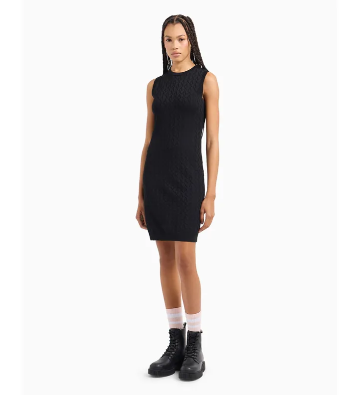 A|X Armani Exchange para mujer. 8NYA9AYMH6Z1200 Vestido de punto negro (L), Casual, Viscosa, Sin mangas / Tirantes