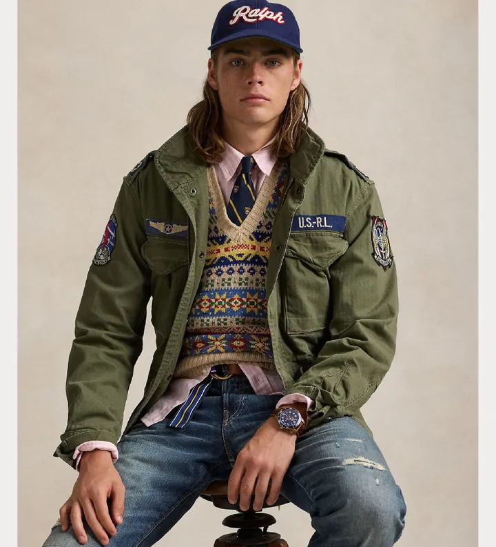 Polo Ralph Lauren para hombre. 710961616001 Chaqueta Iconic Field verde (L), Casual, Algodón