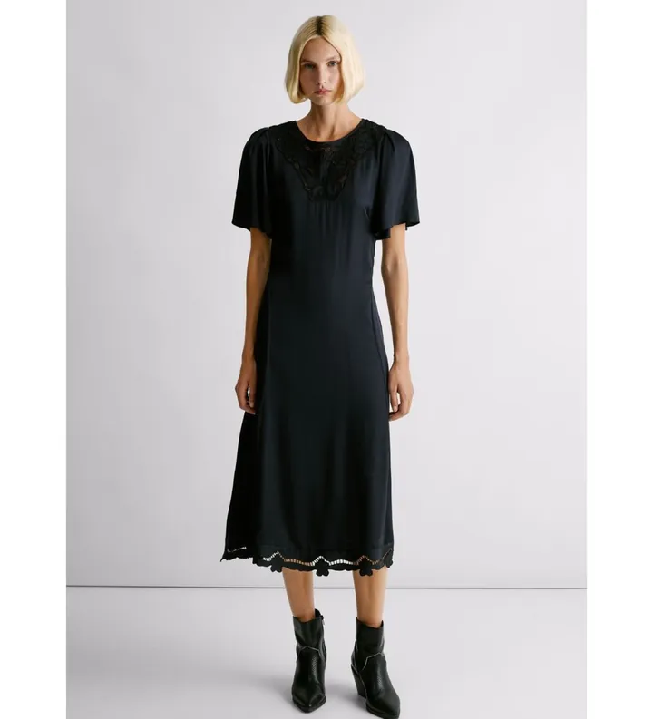 Pepe Jeans para mujer. PL9537734 Vestido Marlango negro (L), Casual, Modal, Manga corta