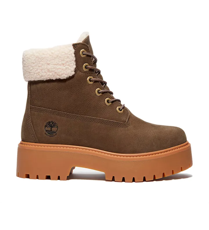 Timberland para mujer. TB0A2PU6W011 Botas de piel Stone Street marrón (36 W), 3 a 5cm, Cordones, Casual