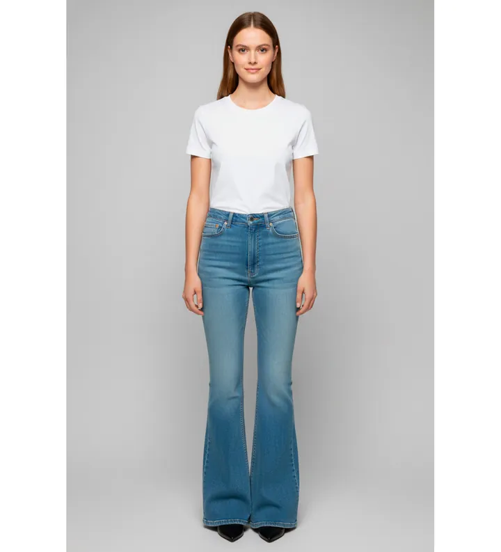 BOSS para mujer. 50552493 Vaqueros de pernera ancha azul (26/32), Casual, Algodón