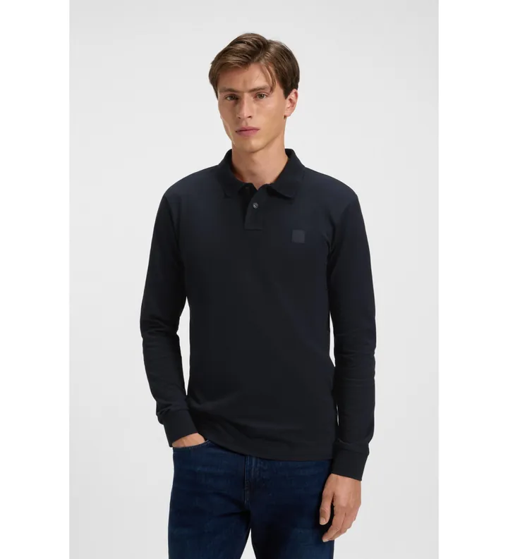 BOSS para hombre. 50507704 Polo Passerby marino (L), Casual, Manga larga