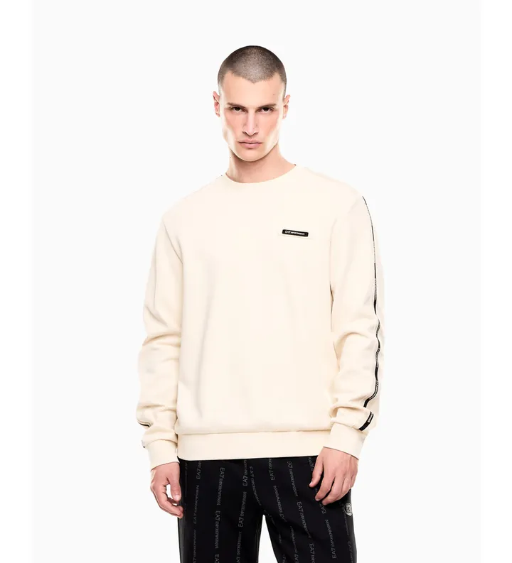 EA7 para hombre. 7M001478_AF12660 Sudadera Logo Series Interlock beige (3XL), Casual, Algodón, Manga larga