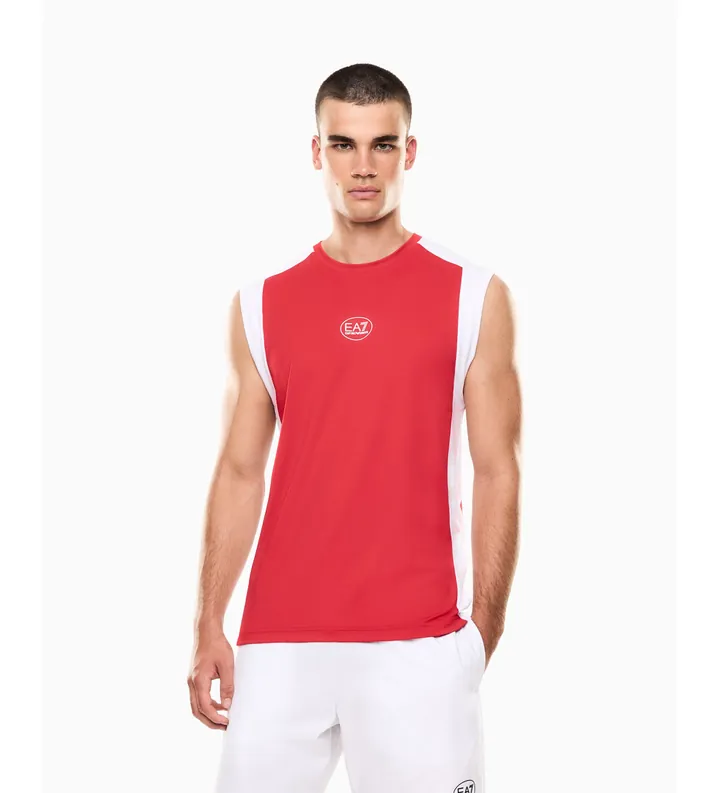 EA7 para hombre. 7M001527_AF22175 Camiseta Tennis Pro rojo (M), Casual, Sintético, Sin mangas / Tirantes
