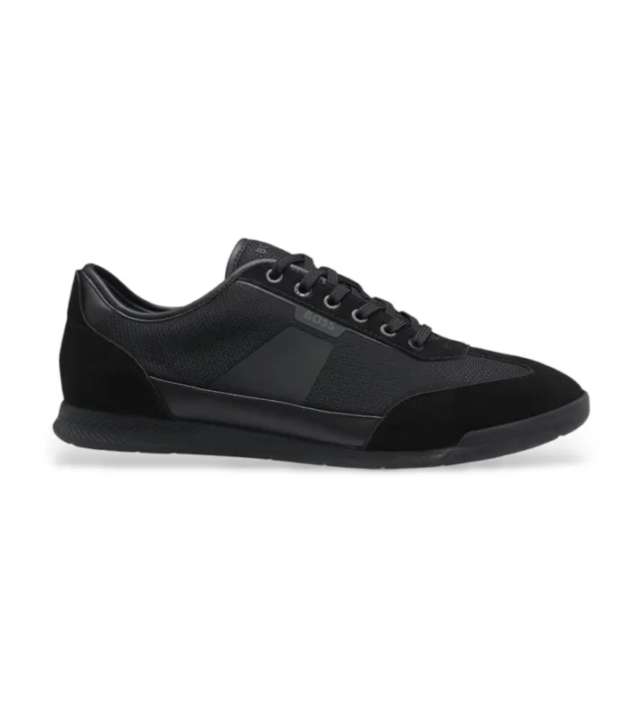 BOSS para hombre. 50563824 Zapatillas con suela estriada negro (40), Plano, Cordones, Casual