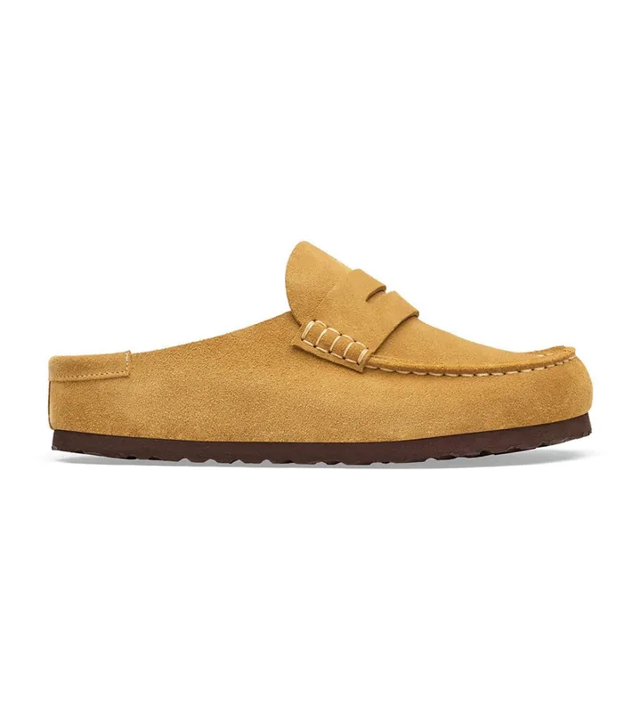 Birkenstock para mujer. 1033127 Mocasines de Piel Naples Wrapped (Ajuste Estrecho) mostaza (36), Plano, Ante, Ninguno, Casual