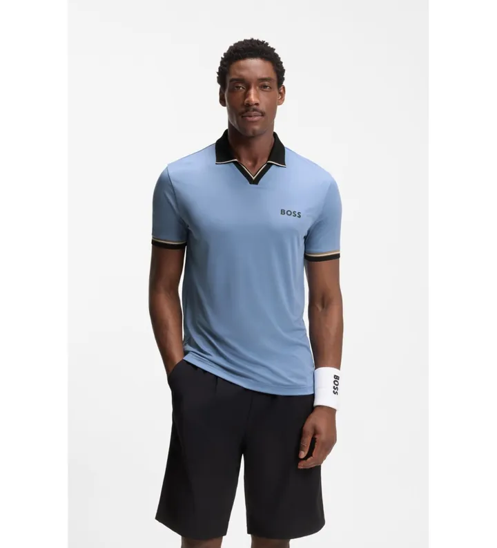 BOSS para hombre. 50559200 Polo Active slim fit azul (M), Casual, Deportivo, Multideporte, Poliéster, Manga corta