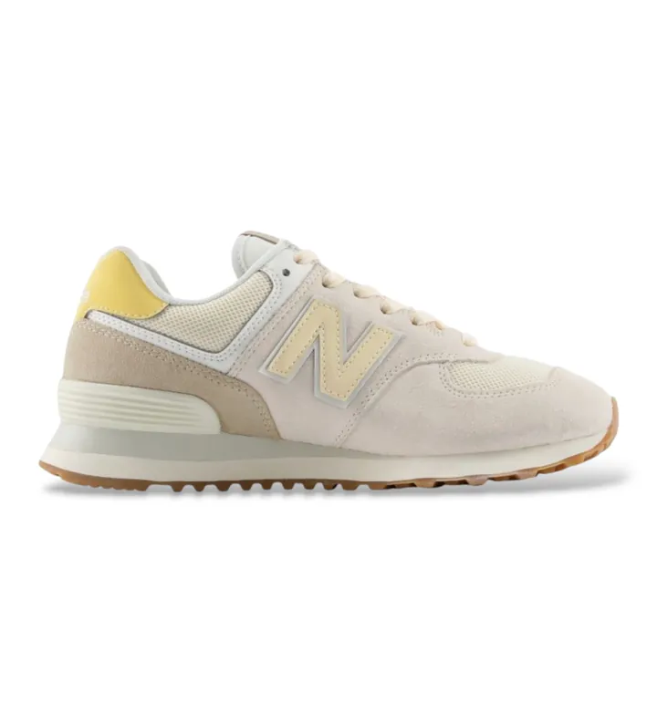 New Balance para mujer. W574V2_LI Zapatillas de piel 574 crudo (40.5), Beige, Plano, Ante, Cordones, Casual
