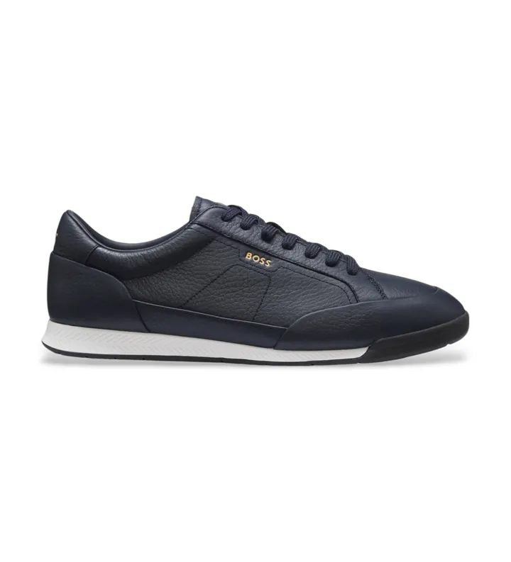BOSS para hombre. 50574126 Zapatillas de piel Nitan Lowp azul marino (40), Plano, Cordones, Casual