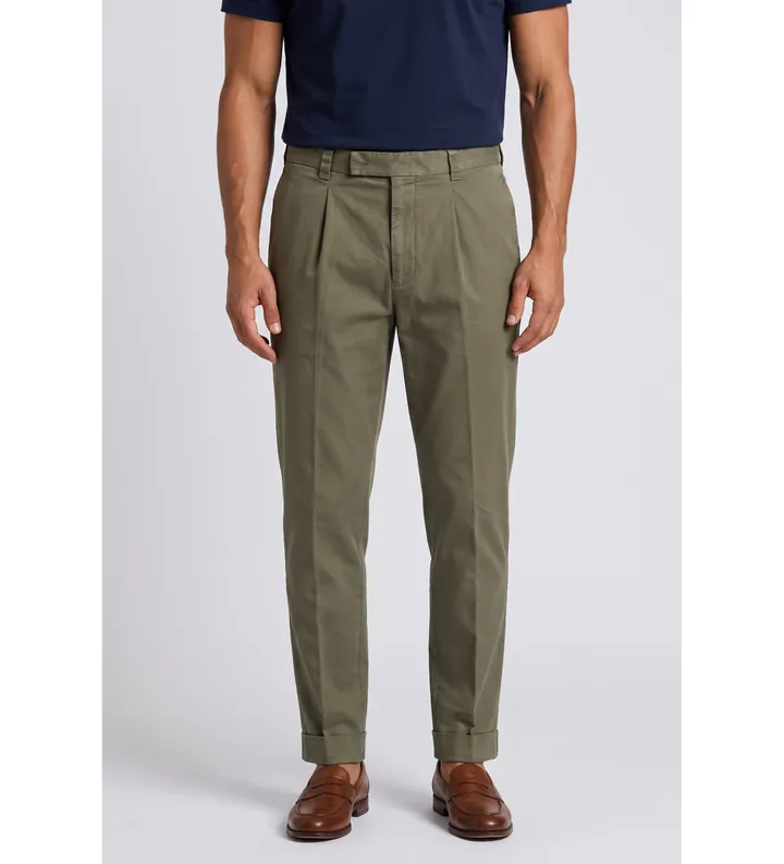 Berwich para hombre. ts0454x Pantalón Chiold verde (46), Casual, Algodón