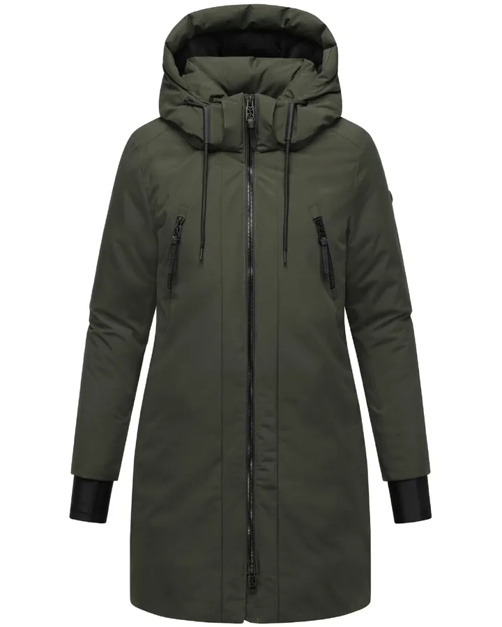 NAVAHOO Abrigo de invierno 'Winterzart 14' oliva / negro