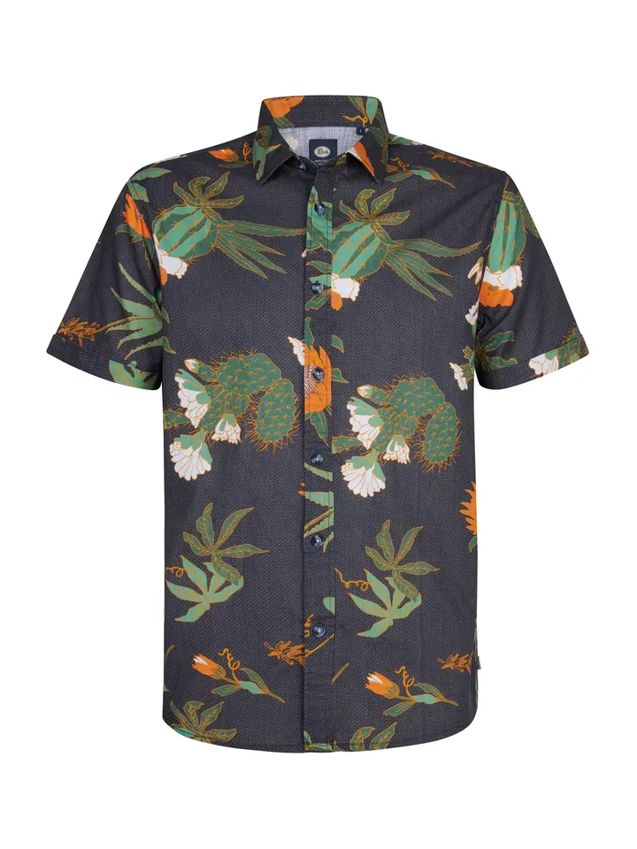 Petrol Industries Camisa  verde / naranja / negro / blanco