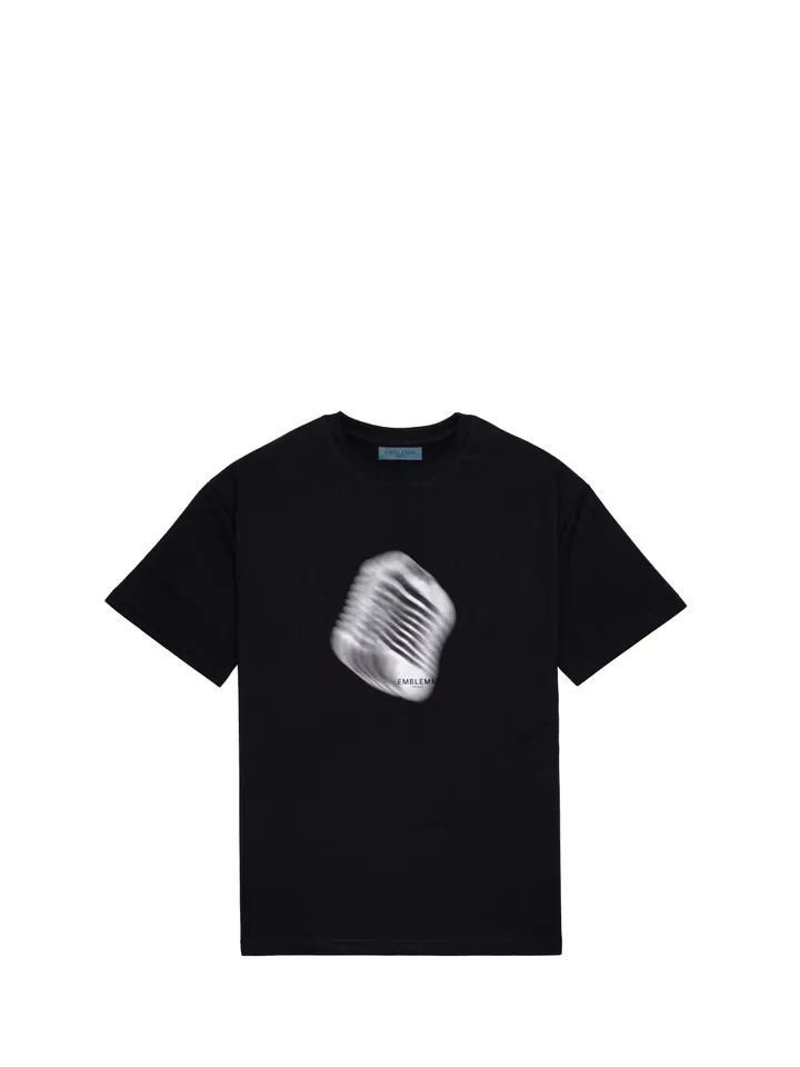 EMBLEMM Camiseta 'Blurred Mic' negro