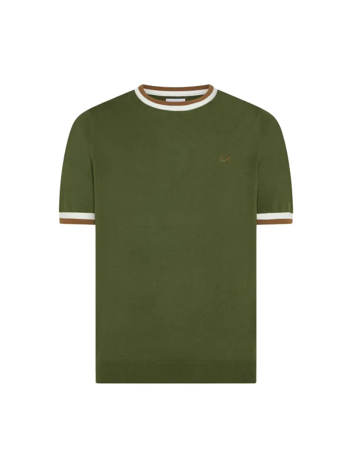 SUN68 Jersey 'SUN68 T-SHIRT SWEATER STRIPES DETAILS S/S T-SHIRT' verde oscuro