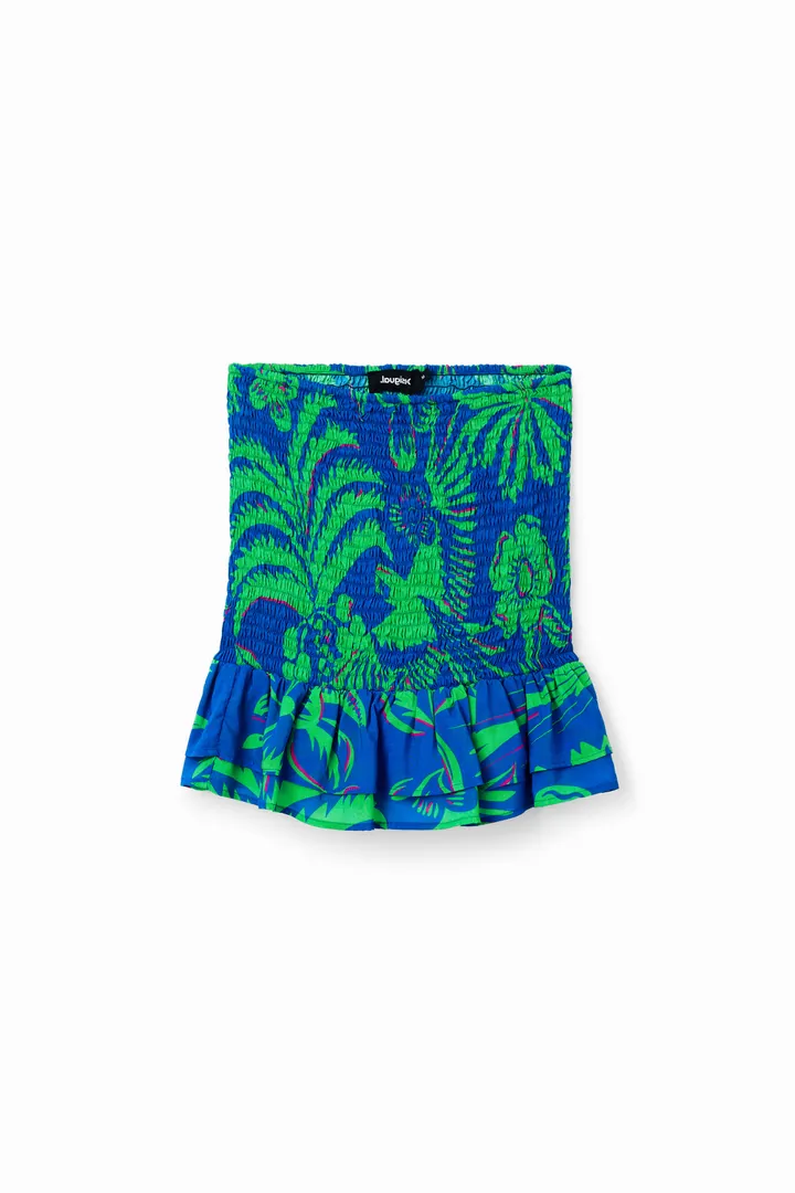 Desigual, Minifalda slim tropical, Viscosa, Azul, L