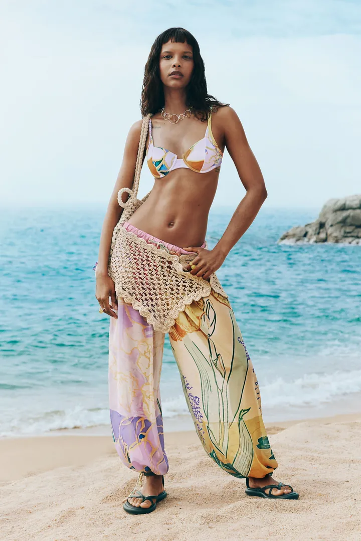 Desigual, Pantalón largo estampado flores, Mujer, Poliester, L