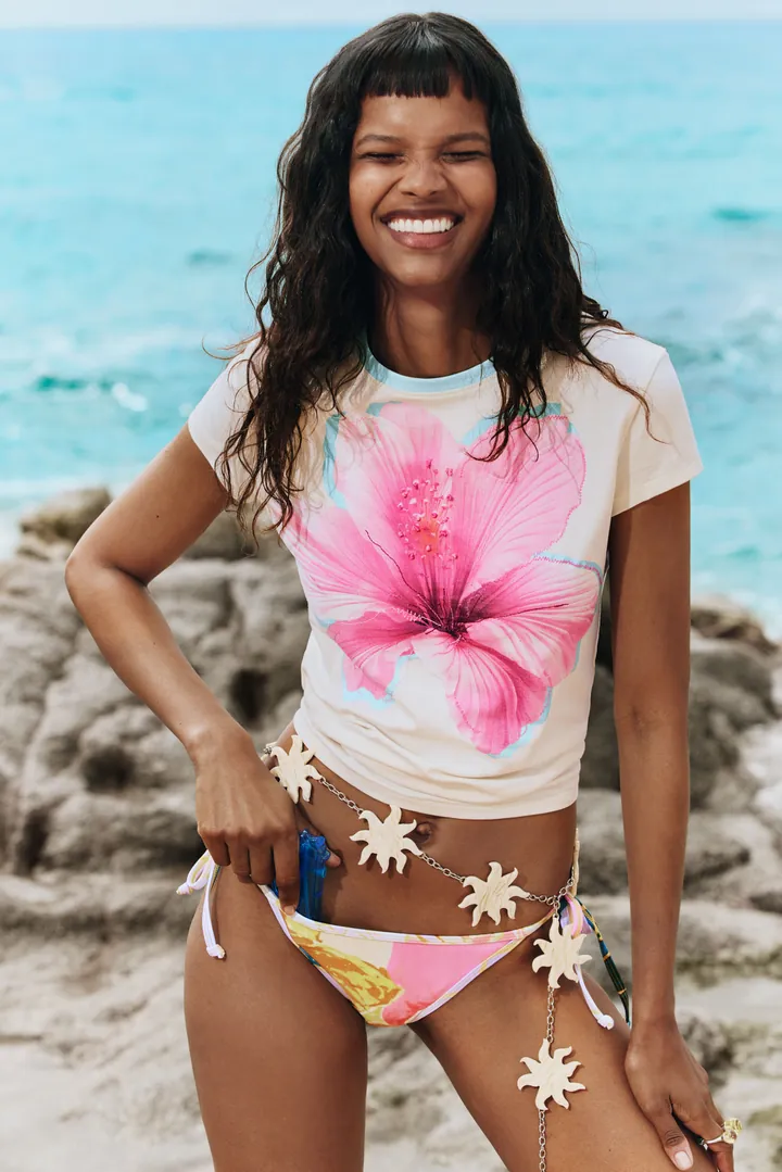 Desigual, Camiseta Estampada Floral, Mujer, Algodon, Blanco, L