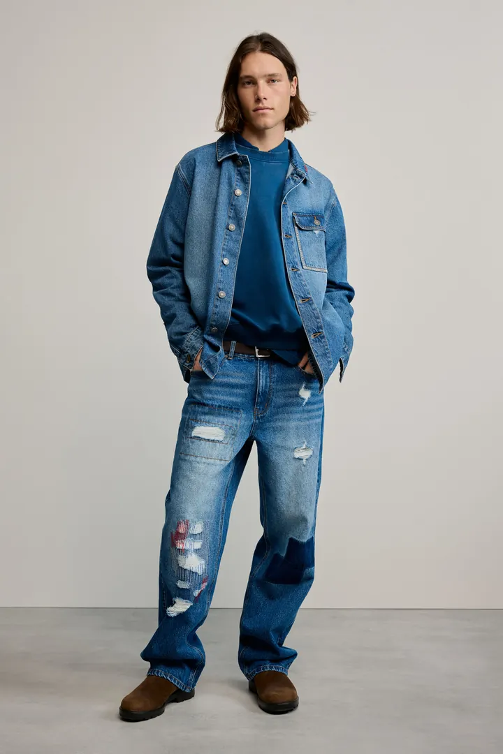 Desigual, Pantalón vaquero parches, Hombre, Algodon, Negro, 28
