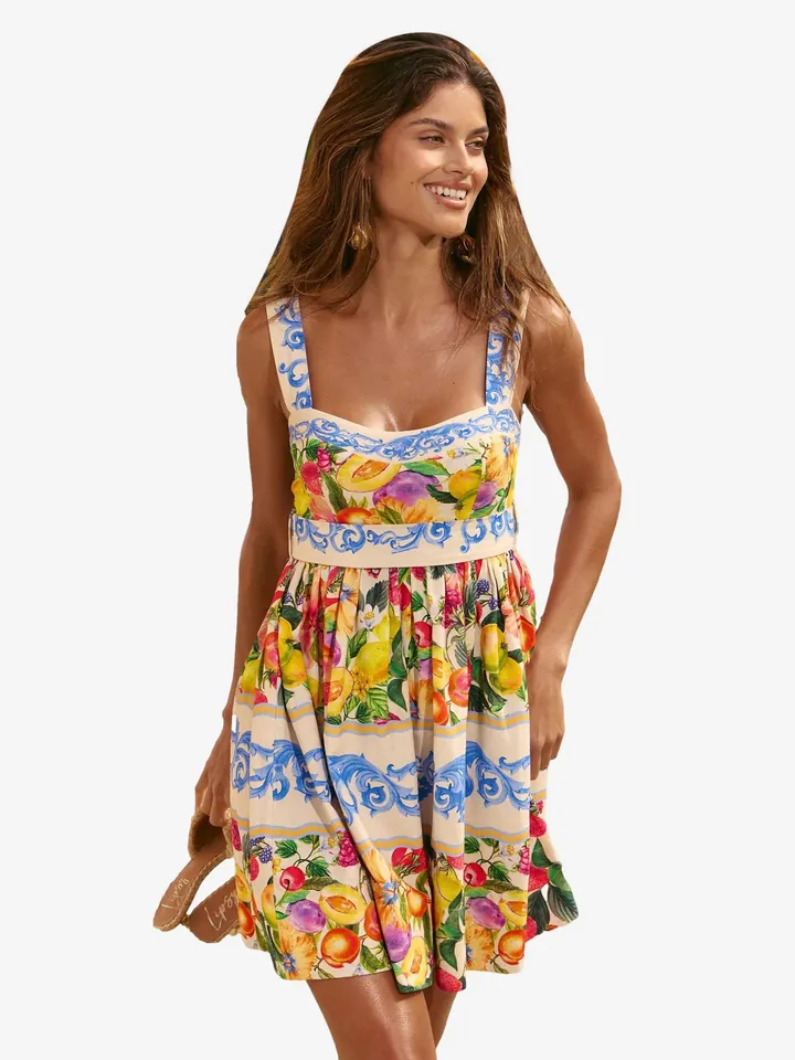 Lipsy Vestido de verano  azul claro / amarillo limón / naranja claro / blanco lana