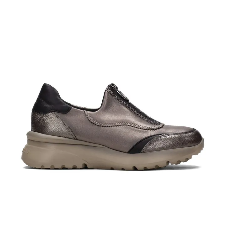 Hispanitas para mujer. HI233032 Zapatillas de piel Polinesia Plomo (36), Plano, Cremallera, Casual, Gris