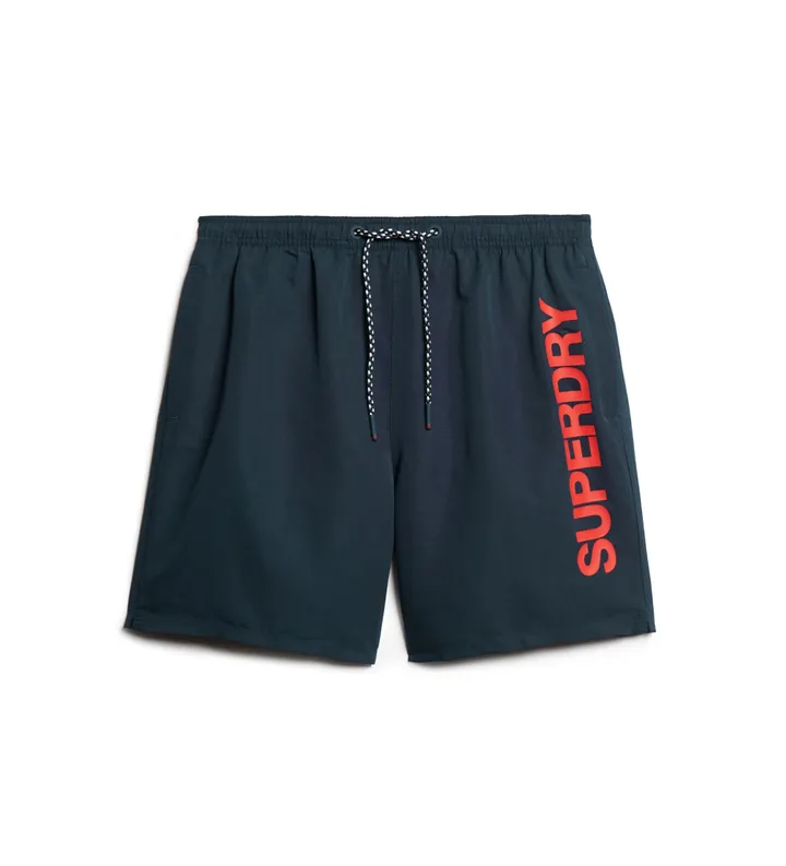 Superdry para hombre. M3010236A Bañador Graphic 17 azul (M), Beachwear, Poliéster Reciclado, Sostenible, Marino