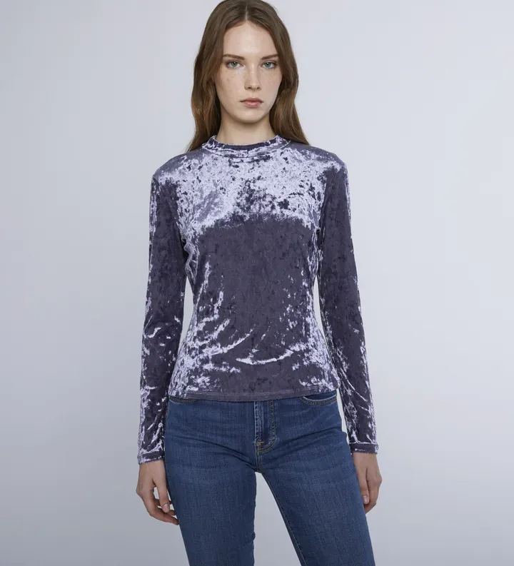 Marella para mujer. 2423946035200 Camiseta Balera azul liloso (L), Casual, Poliéster, Manga larga