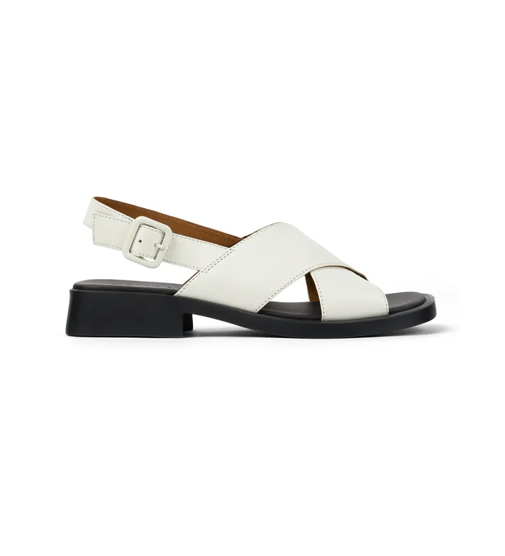Camper para mujer. K201600-004 Sandalias de piel Dana blanco (36), Plano, Hebilla, Casual