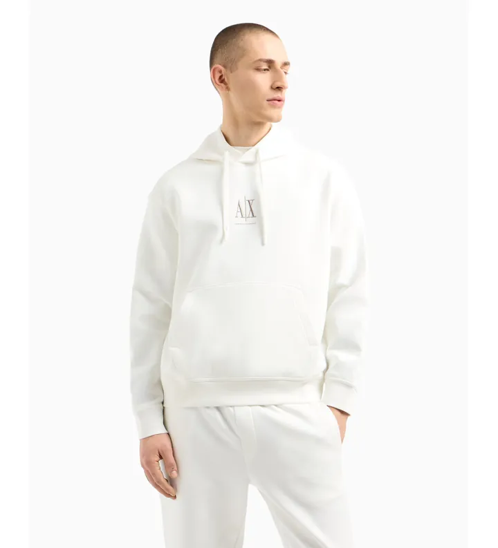 A|X Armani Exchange para hombre. XM000369AF10818U0009 Sudadera con capucha en algodón-poliéster elástico laminado blanco (L), Casual, Deport