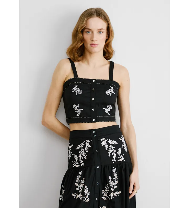 Pepe Jeans para mujer. PL305051 Top en tejido popelín de algodón Earby negro (L), Casual, Sin mangas / Tirantes
