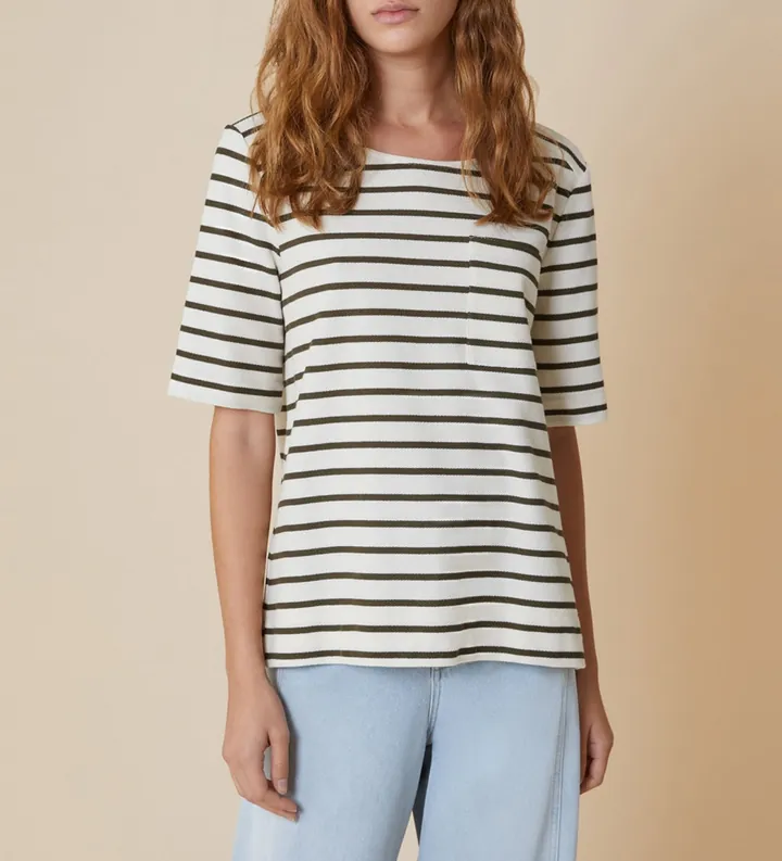PennyBlack para mujer. 2511971043200 Camiseta Refolo blanco, verde (L), Casual, Algodón, Manga corta