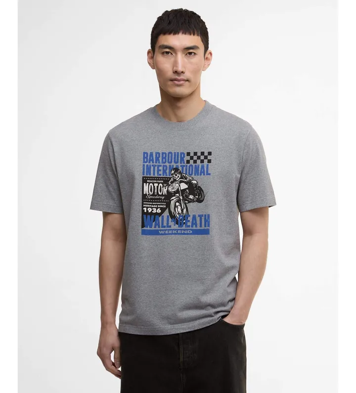 Barbour international para hombre. MTS1479 Camiseta Weekender gris (L), Algodón, Manga corta