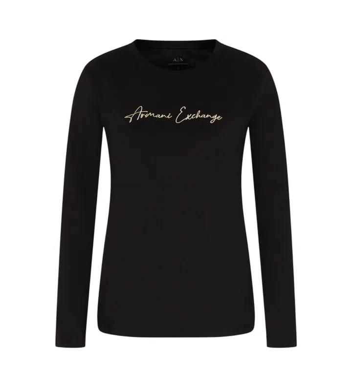 A|X Armani Exchange para mujer. XW001456AF10356MC021 Camiseta Marca negro (L), Casual, Algodón, Manga larga