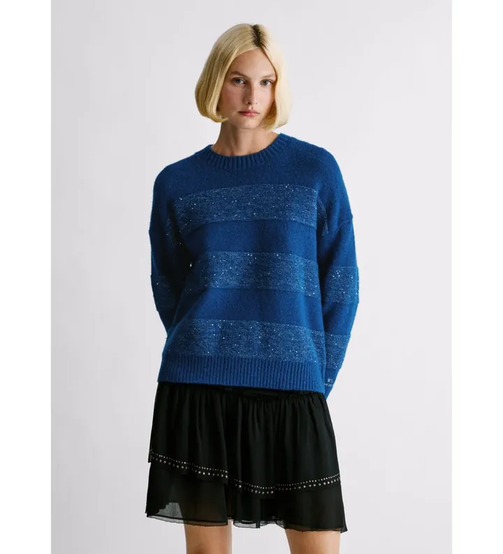 Pepe Jeans para mujer. PL7000065 Jersey Emma azul (L), Casual, Poliéster, Manga larga