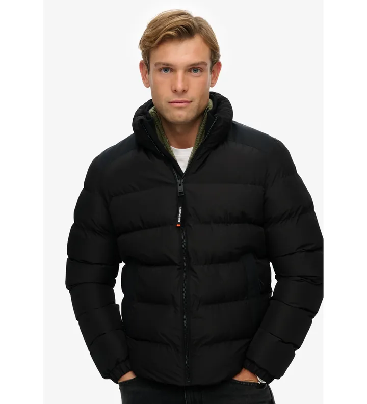 Superdry para hombre. M5012287A Chaqueta Sports Puffer negro (3XL), Casual, Poliéster